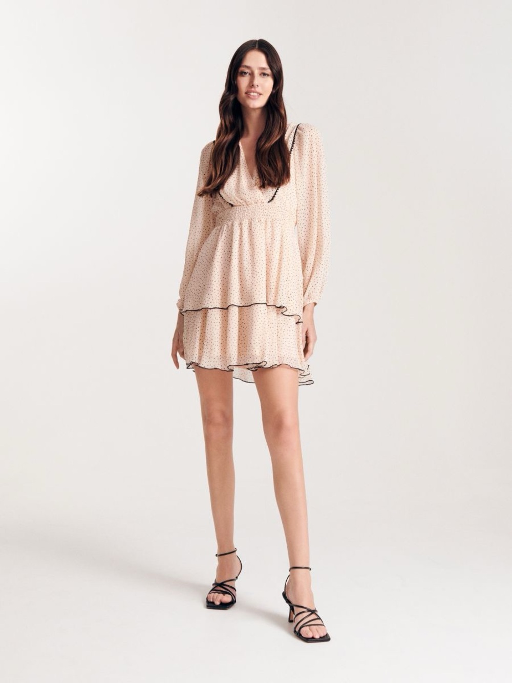 Reserved Blush Pink Polka-Dot Tiered Mini Dress - NWT